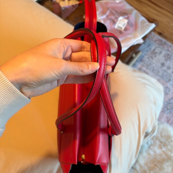 Tory Burch Parker Large Tote Cherry Apple Red - Picture 5 of 9